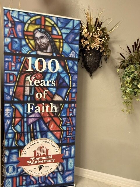 St Clare of Montefalco 100 Years of Faith Centennial Anniversary banner
