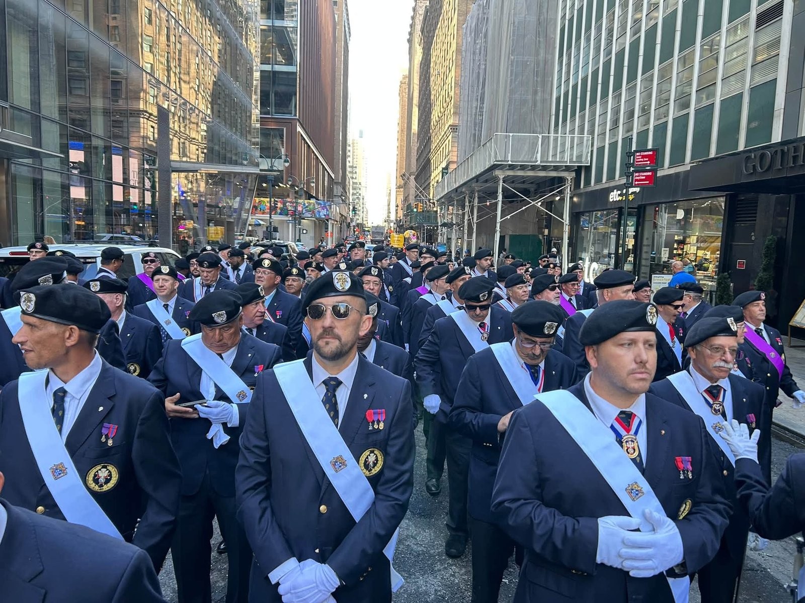 Fourth Degree Sir Knights lined up for the Columbus Day Parade