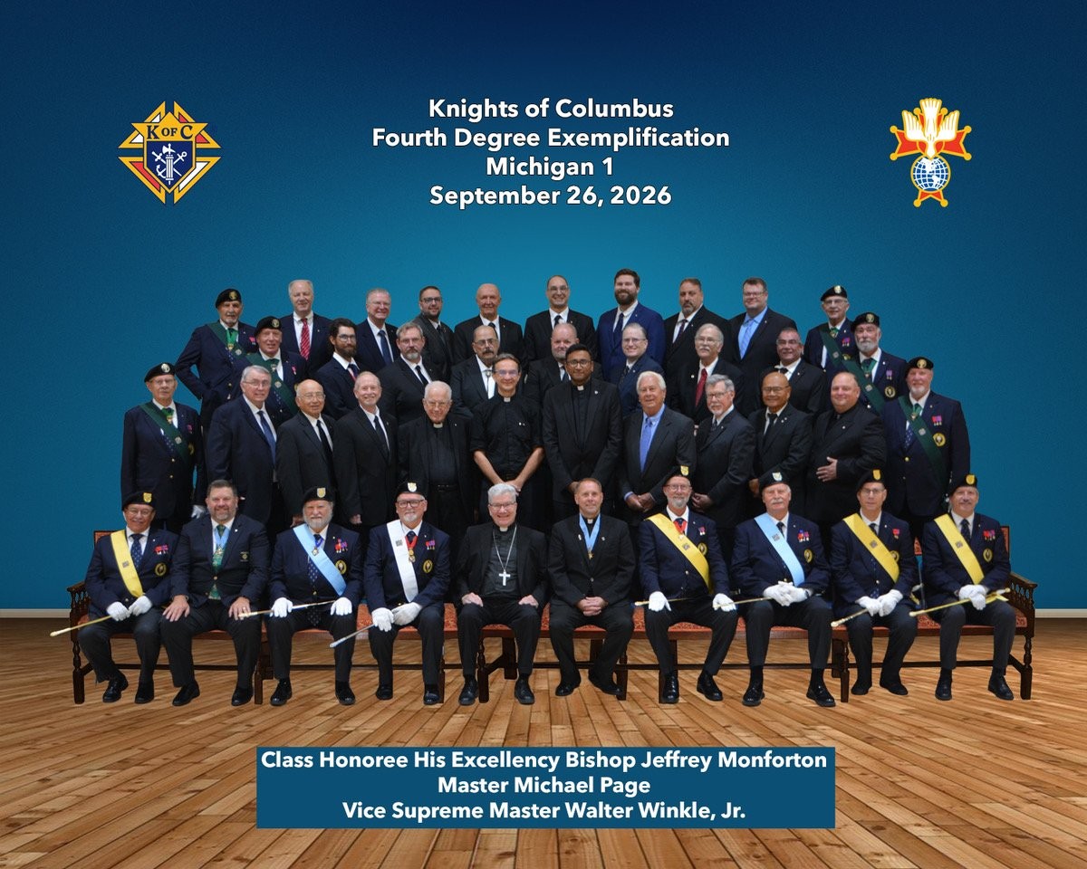 Class photo of the Michigan District 1 Fourth Degree Exemplification, September 26, 2026