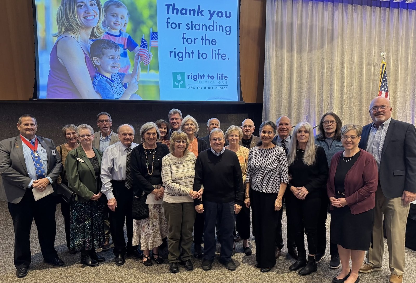 Members of St John Neumann Council 7115, their spouses and friends at the Right to Life of Holland Focus on Life Benefit Dinner in Hudsonville